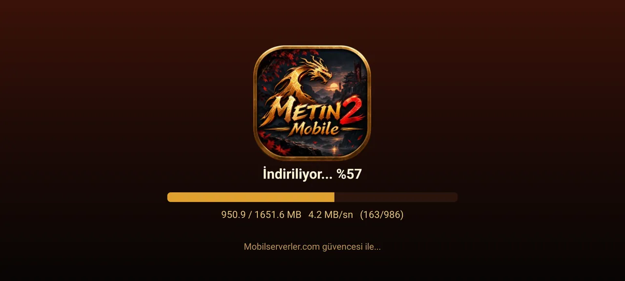 Metin2 Mobil otomatik güncelleme ekranı